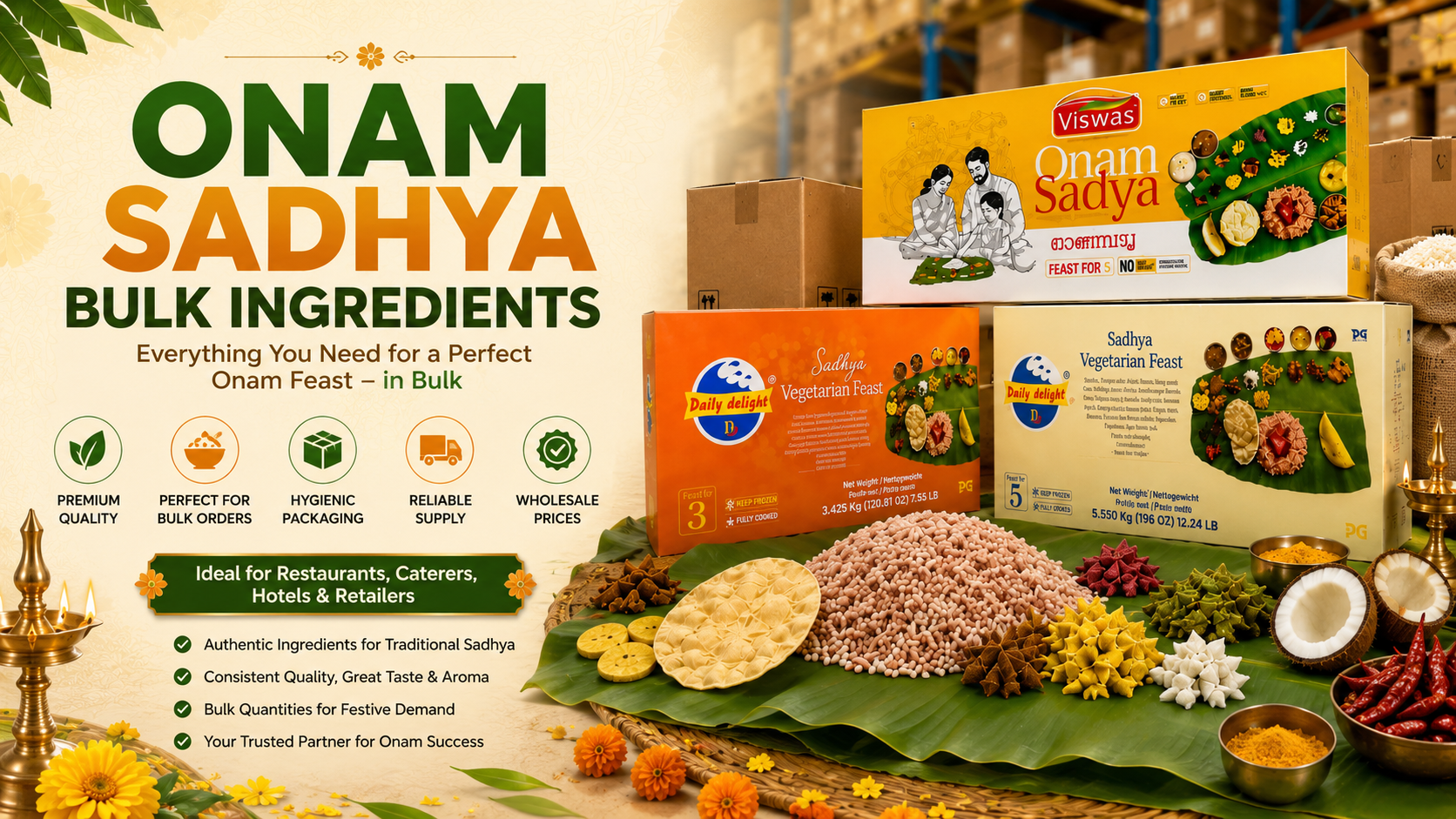 Onam Sadhya Bulk Ingredients for UK Restaurants & Caterers 