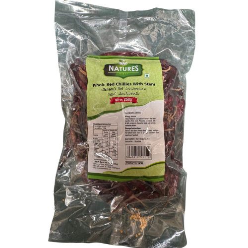 Natures Whole Red Chilli With Stem 250G Wholesale Supplier