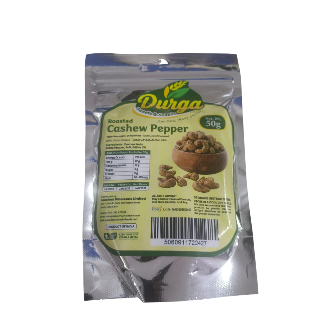 Buy Durga Sweets & Snacks Pepper Cashew 50G Online