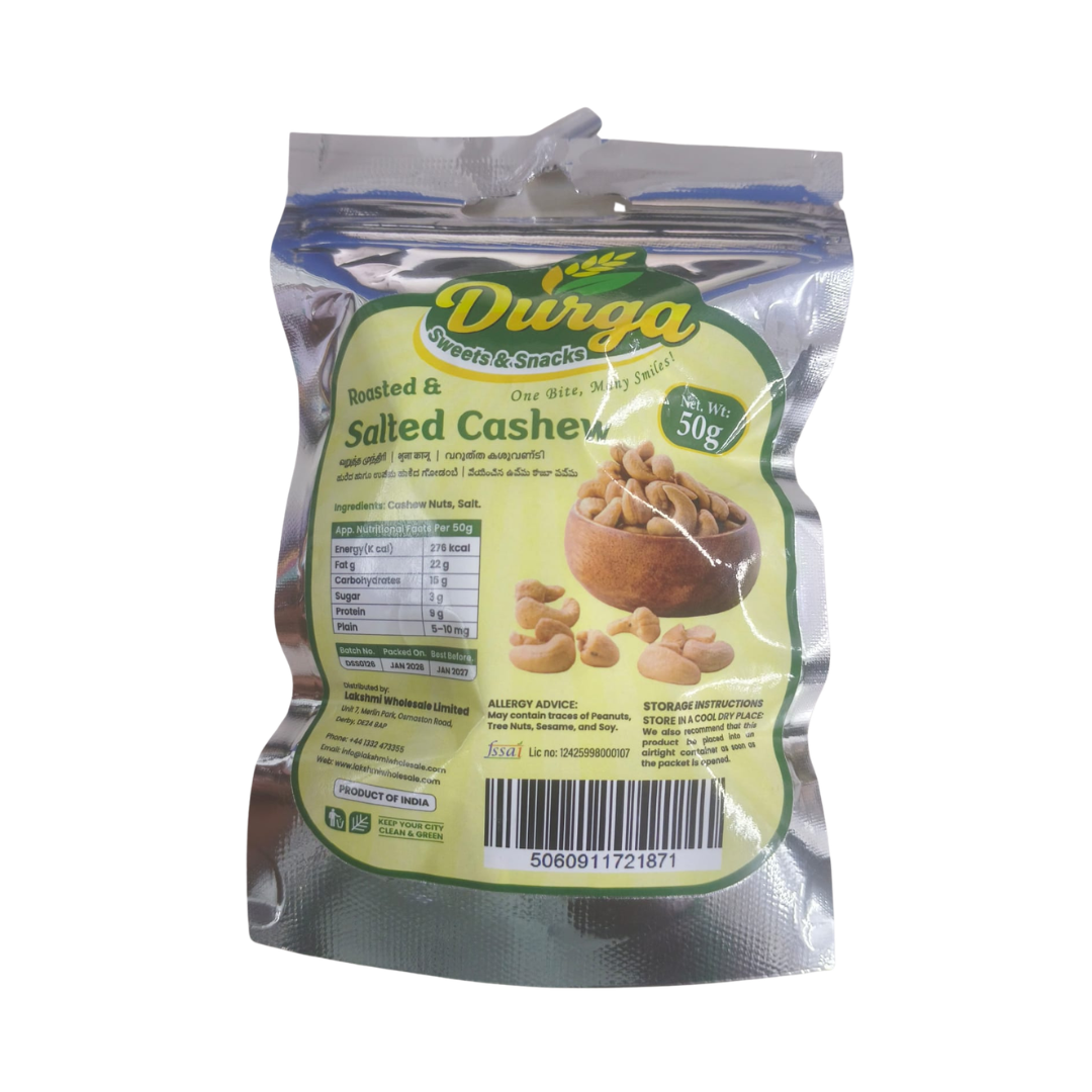 Buy Durga Sweets & Snacks Roasted & Salted Cashew 50G Online