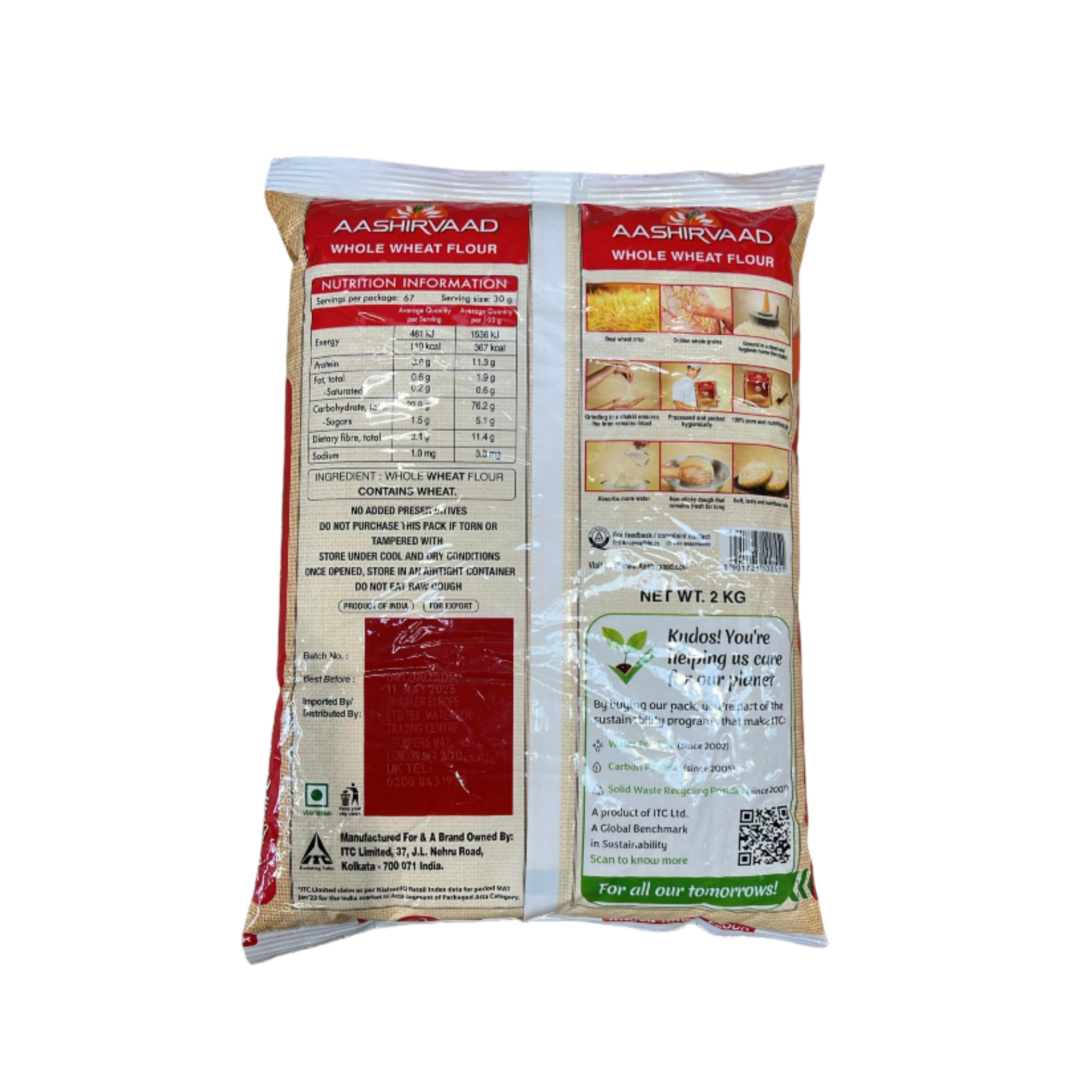 Aashirvaad Whole Wheat Flour (Chakki Atta) 2Kg Wholesale Seller