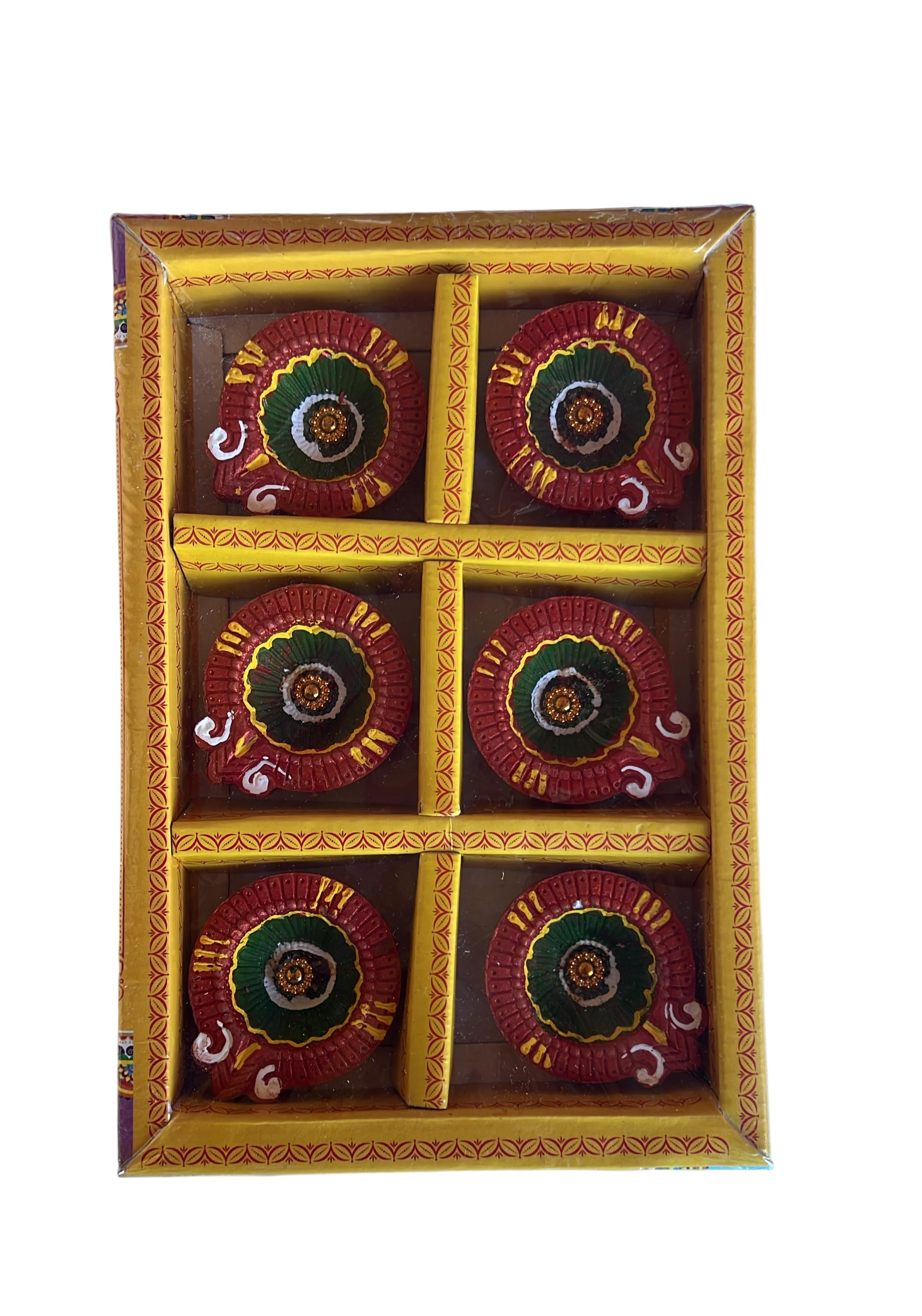 Designed Clay Diya (6Pcs) - C140 Wholesale Supplier