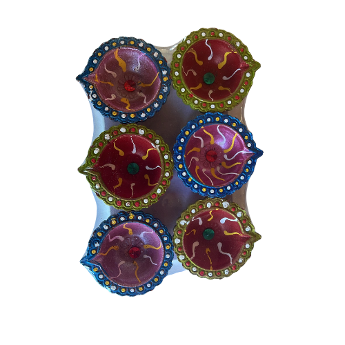 Designed Clay Diya (6Pcs) - C35 Wholesale Dealer