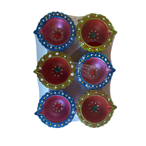 Designed Clay Diya (6Pcs) - C42 Wholesale Dealer