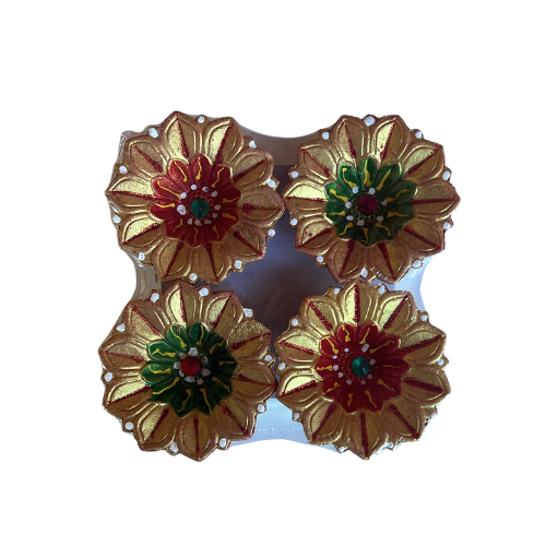 Designed Clay Diya (4Pcs) - C5 Wholesale Dealer