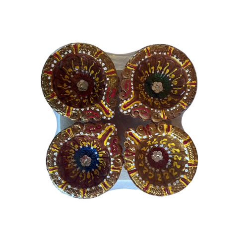 Designed Clay Diya (4Pcs) - C7 Wholesale Dealer