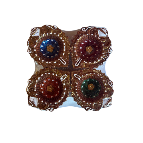 Designed Clay Diya (4Pcs) - C8 Wholesale Dealer