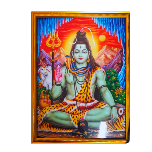 Hindu God Photo A4 Size With Frame - Shiva Wholesale Seller