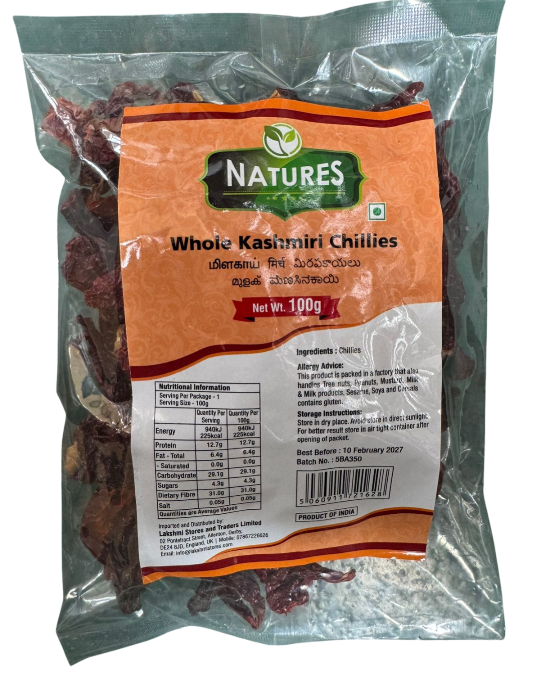 Natures Whole Kashirimiri Chilli 100G Wholesale Supplier and Distributor