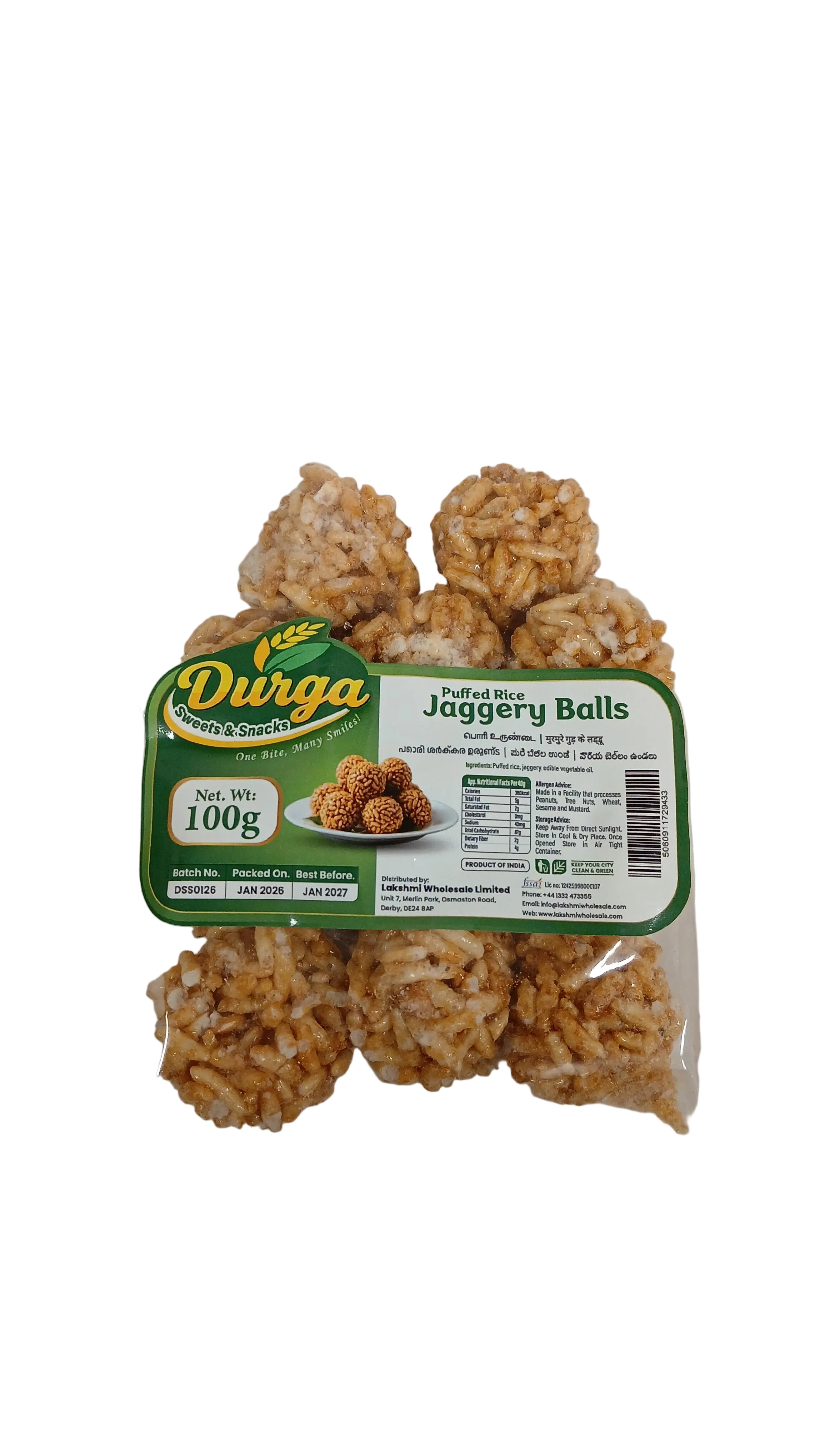 Buy Durga Sweets & Snacks Jaggery Puffed Rice Balls 100G Online