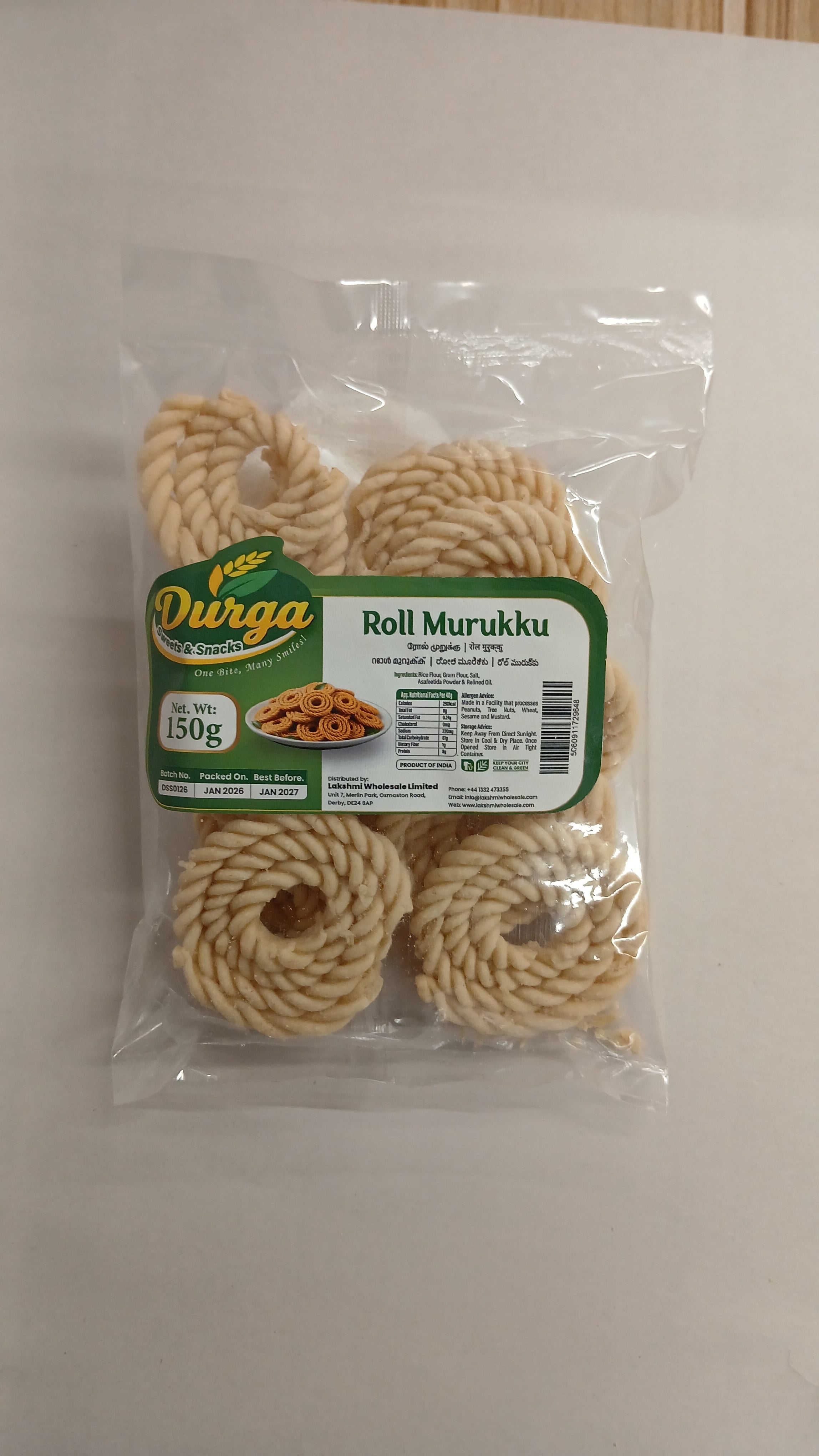 Buy Durga Sweets & Snacks Roll Murukku 150G Online