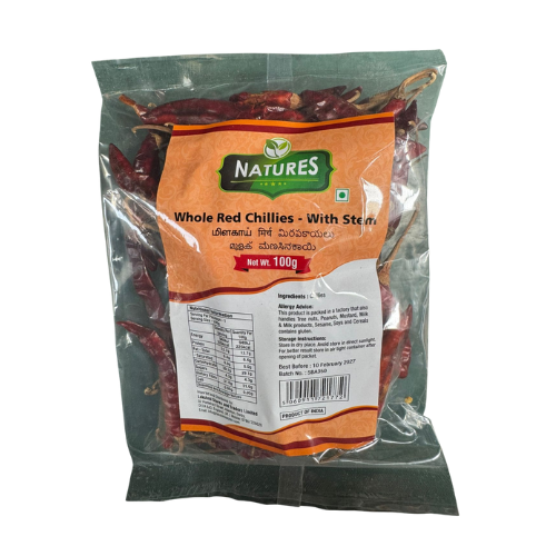 Natures Whole Red Chilli With Stem 100G Wholesale Supplier