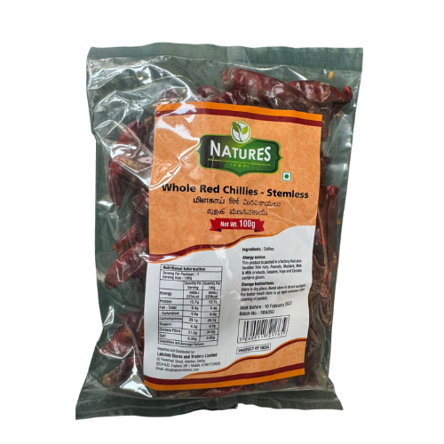 Natures Whole Red Chilli Stemless 100G Wholesale Supplier and Distributor