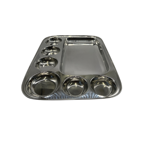 Stainless Steel Rectangle Dining Plate 6 Partition (11X15 Inches) Wholesale Seller