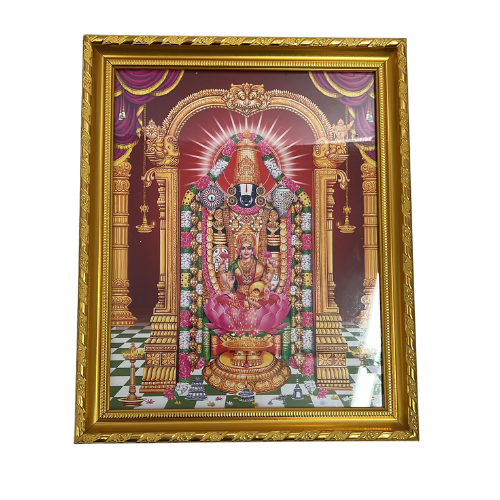 Hindu God Photo With Frame A4 Size - Perumal With Lakshmi Wholesale Distributor