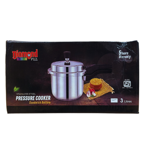 Diamond Plus Stainless Steel Pressure Cooker - 3 Litres Wholesale Distributor
