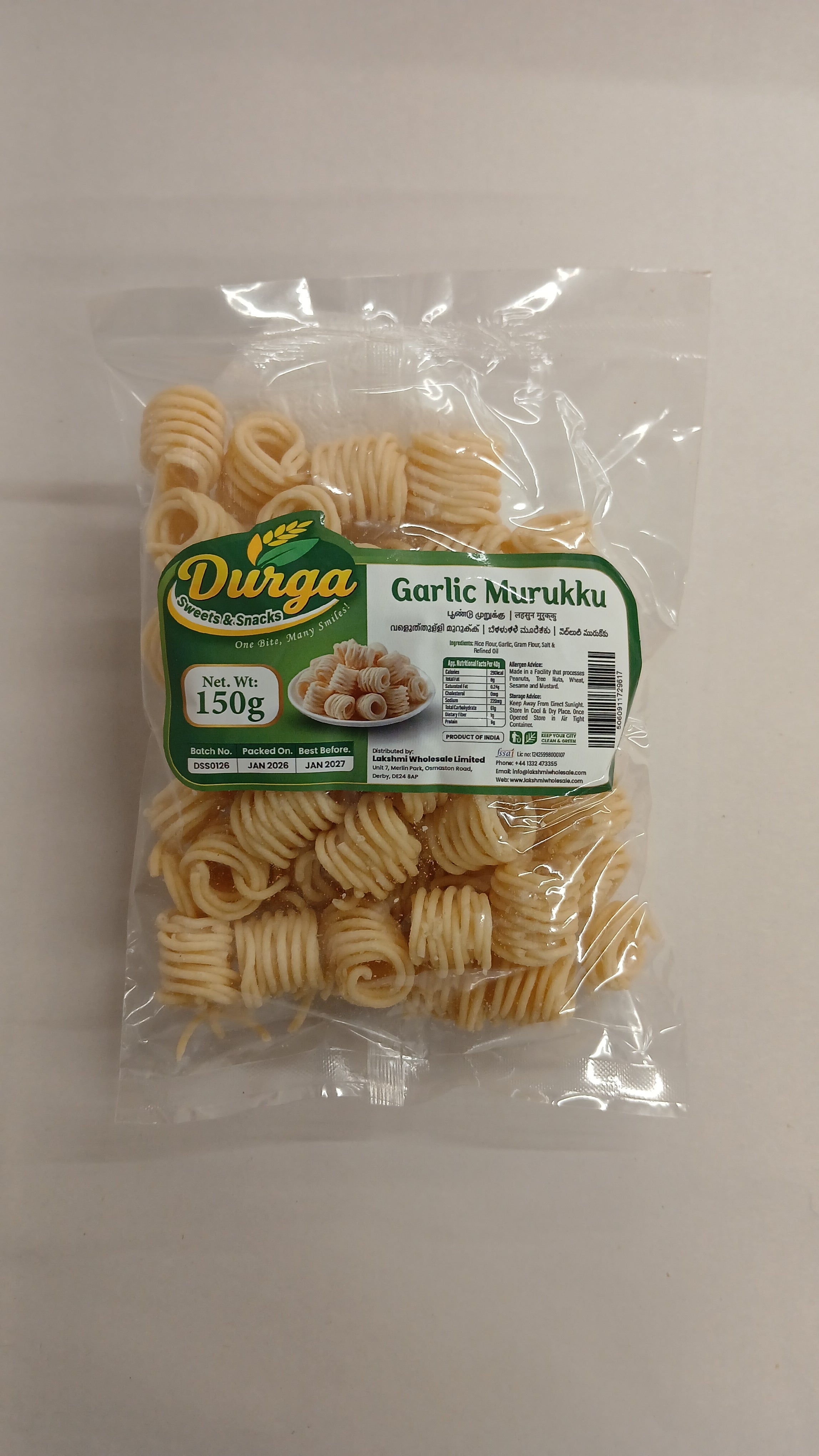 Buy Durga Sweets & Snacks Garlic Murukku 150G Online