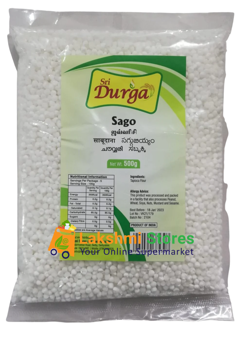 sri durga sago seeds (sabudana - javvarisi) - medium 1kg