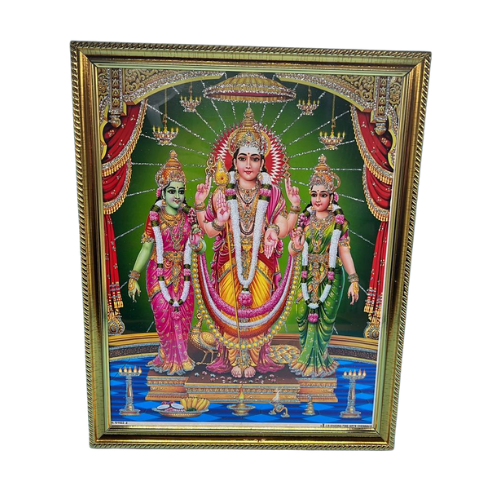 Hindu God Photo A4 Size With Frame - Murugan With Valli Theivanai Wholesale Seller