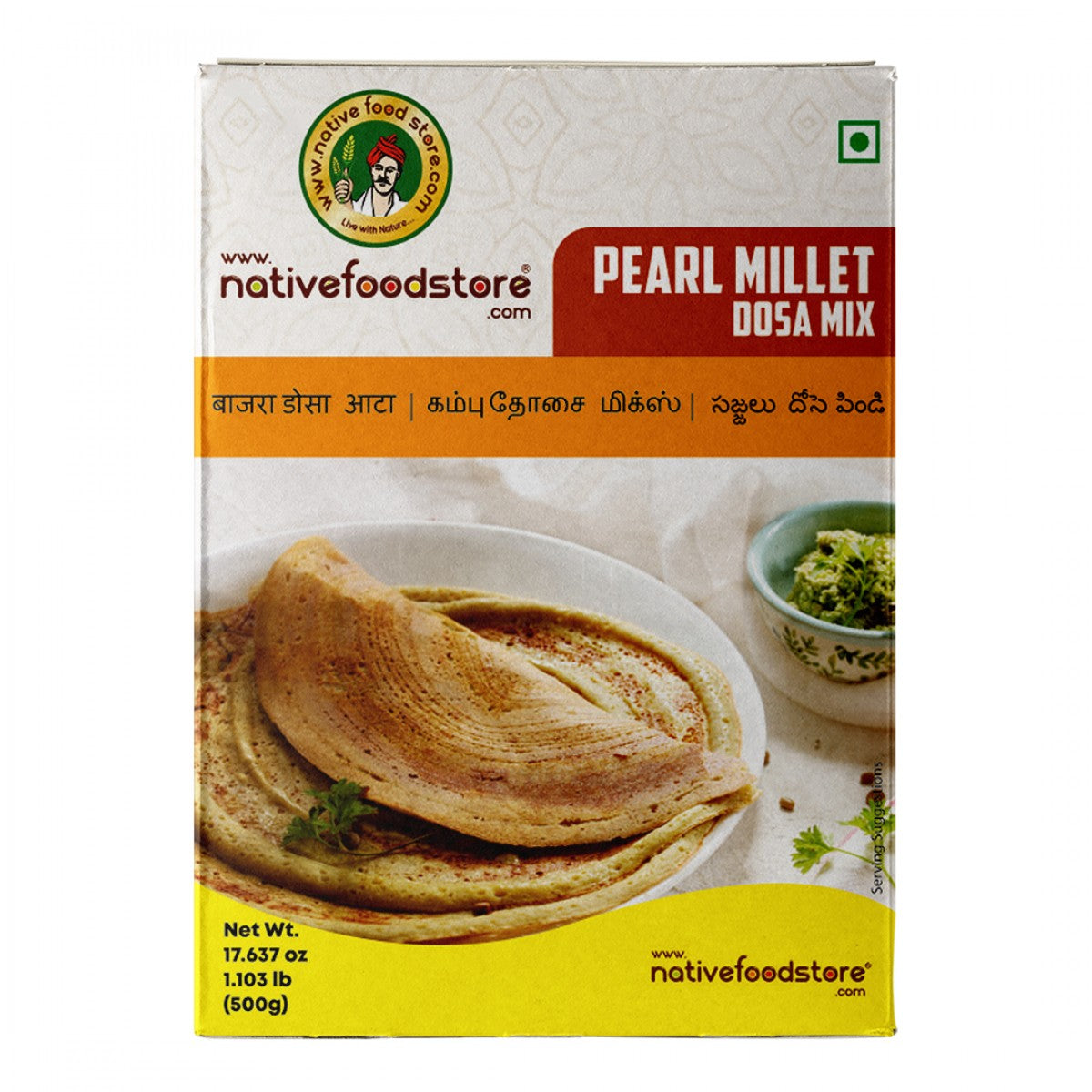 native food store millet dosa mix 500g - kambu (pearl millet)