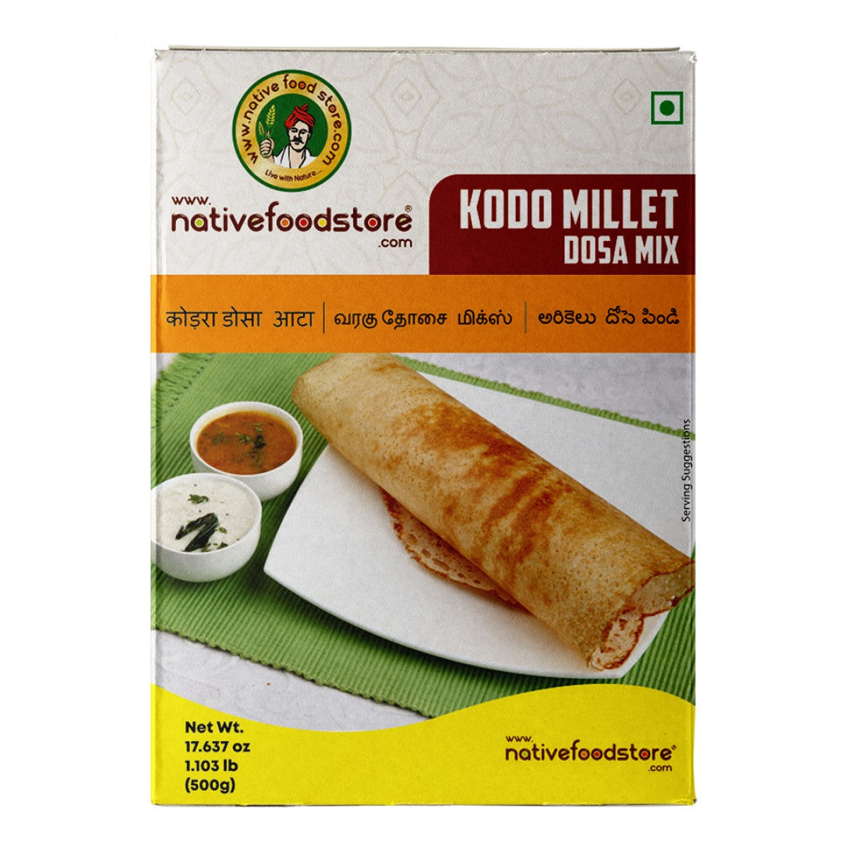 native food store millet dosa mix 500g - varagu (kodo millet)
