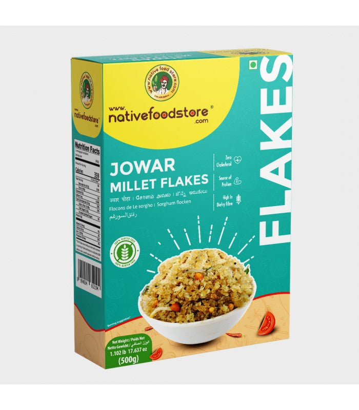 native food store millet flakes 500g - cholam (jowar - sorghum)