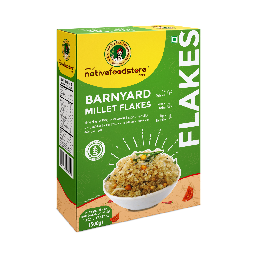 native food store millet flakes 500g - kuthiraivali (barnyard millet)