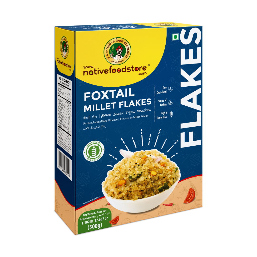 native food store millet flakes 500g - thinai (foxtail millet)
