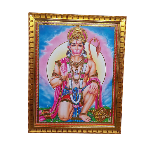 Hindu God Photo A4 Size With Frame - Hanuman(Anjaneyar) Wholesale Distributor