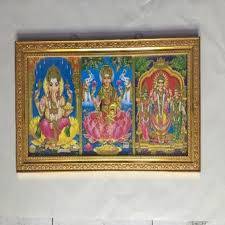 Hindu God Photo 45Cm*15Cm Size With Frame (Vinayagar + Lakshmi + Murugar) Wholesale Seller