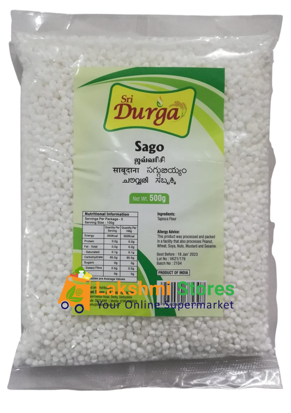 Sri Durga Sago Seeds (Sabudana - Javvarisi) - Medium 500G Wholesale Distributor