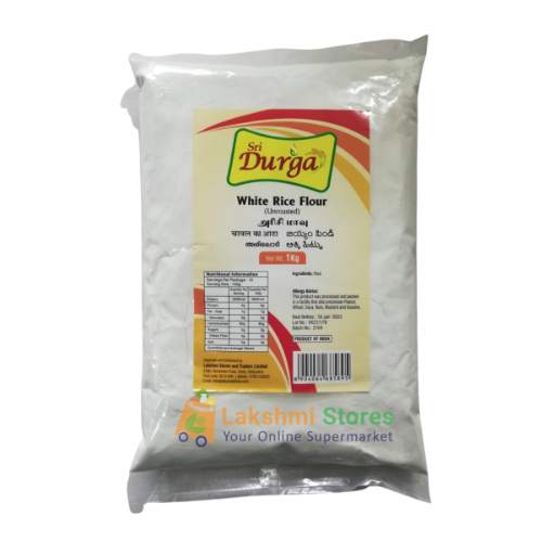 sri durga rice flour white 1kg - unroasted